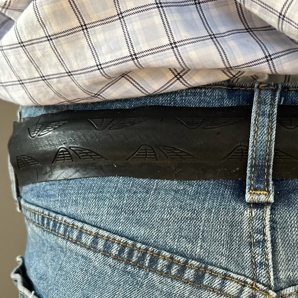 🛼🐠Bicycle Tire Belt rubber black with silver buckle
